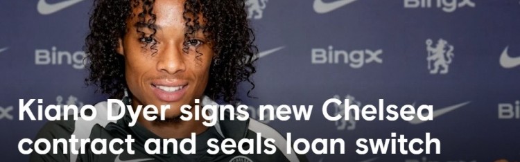 官方：切尔西续约中场小将迪尔至2030年，本赛季将租借荷甲福伦丹